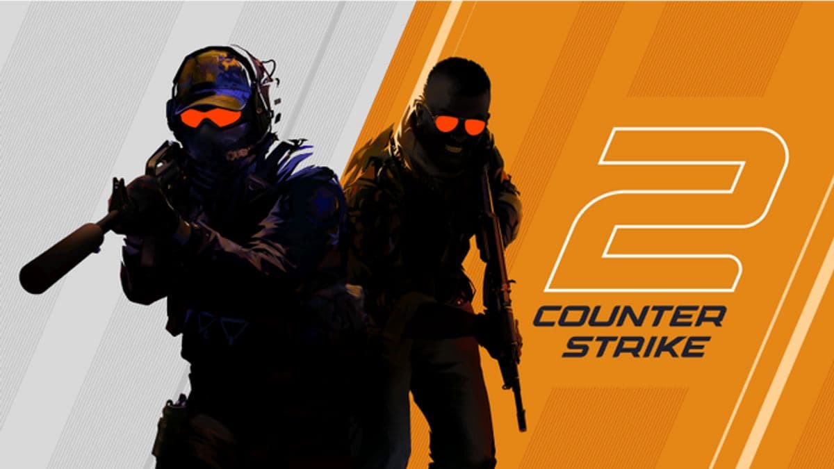 کاور Counter-Strike 2 با دو شخصیت بازی و لوگوی بزرگ ۲ روی پس‌زمینه نارنجی و خاکستری